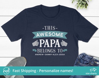 This Papa Belongs To Shirt, Papa Gift Shirt, Personalized Papa Shirt With Grandkids Names, Papa Fathers Day Gift, Papa Gifts From Grandkids
