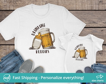 Dad And Baby Drinking Buddies Shirts, Father Son Matching Shirts, Dad Baby Matching Shirts, Beer Fathers Day Gift, Matching Drinking Shirts