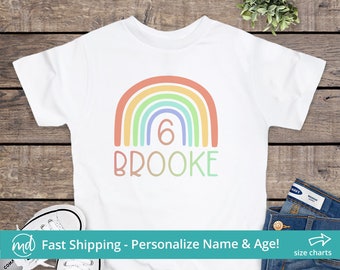 Rainbow 6th Birthday Shirt Girl, 6 Year Old Girl Birthday Shirt, Rainbow Birthday Shirt, Personalized Birthday Shirt For Girls 6th Birthday