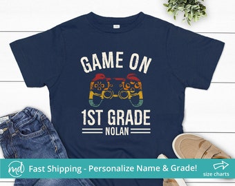 Game On 1st Grade Shirt Boy, Game On First Grade Shirt Boys Personalized First Day Of School Shirt, Back To School 1st Grade Shirt Boy