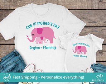 Our First Mothers Day Elephant Shirts, Matching Mothers Day Shirts, Our First Mothers Day 2024 Shirt, First Mothers Day Matching Shirts