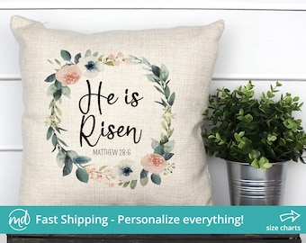 He Is Risen Pillow Cover, He Is Risen Decor, Jesus Easter Decor, Easter Decor Religious, Easter Decor Christian Decor Pillow, Easter Gifts