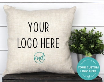 Custom Logo Pillow Cover, Logo Throw Pillows, Office Decor Pillow, Custom Pillow With Logo, Your Logo Here, Personalized Office Gift