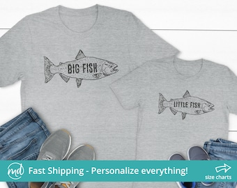 Dad and Baby Matching Shirts, Matching Dad and Baby Shirts, Big Fish Little Fish, Fish Outfit, Dad Son Shirts, Fishing Shirt