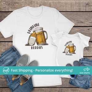 Dad And Baby Drinking Buddies Shirts, Father Son Matching Shirts, Dad Baby Matching Shirts, Beer Fathers Day Gift, Matching Drinking Shirts