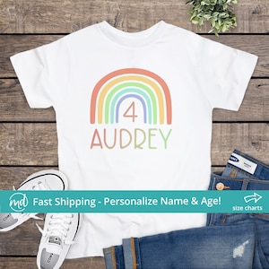 Rainbow 4th Birthday Shirt Girl, Rainbow Birthday Outfit Girl, Four Year Old Birthday Shirt Girl, Girls Rainbow Birthday Shirt Personalized