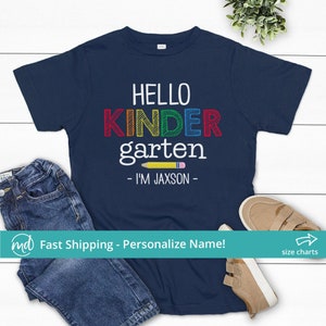Hello Kindergarten Shirt, Custom First Day Of Kindergarten Shirt Boy, Personalized Back To School Shirt, Boys Kindergarten Shirt for Kids