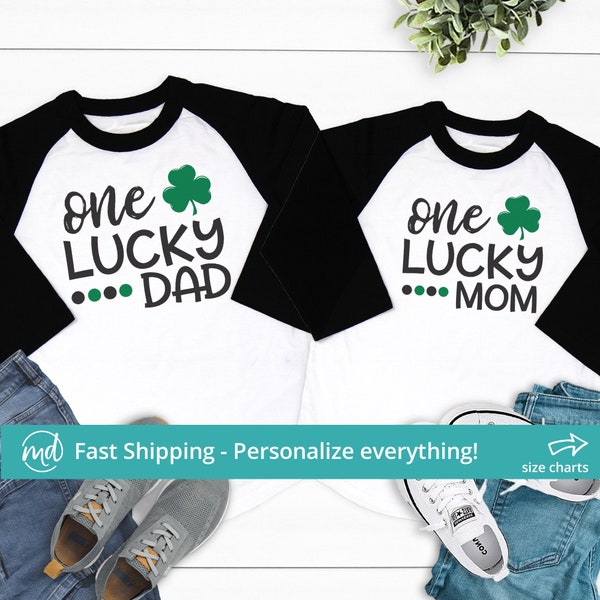 One Lucky Mom Shirt, One Lucky Dad Shirt, One Lucky Daddy, One lucky mama, Matching St Patrick's Day Birthday Shirts, Lucky One Birthday