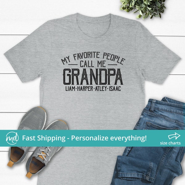 Grandpa Shirt With Grandkids Names, Fathers Day Gift For Grandpa, Personalized Grandpa Shirt, Custom Grandpa Shirt, Gift From Grandkids