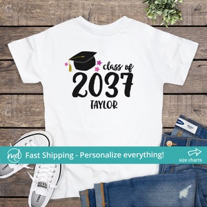 Class of 2037 Shirt, Class of 2037 Handprint Shirt, Grow With Me Graduation Shirt, 1st Day of School Shirt Girl, Girls Back To School Shirt