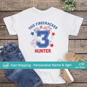 4th Of July 3rd Birthday Shirt, Fourth Of July Birthday Shirt, 3rd Birthday Shirt, Red White And Blue Birthday Shirt, Firecracker Shirt