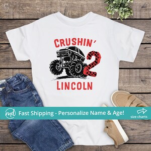 Monster Truck Birthday Shirt 2, Personalized 2nd Birthday Shirt Boy, 2 Year Old Birthday Boy Shirt, Monster Truck 2nd Birthday Shirt Toddler