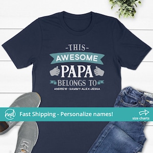 This Papa Belongs To Shirt, Papa Shirt with Names, Papa Christmas Gift, Custom Grandpa Shirt With Kids Names, Papa Gifts From Grandkids