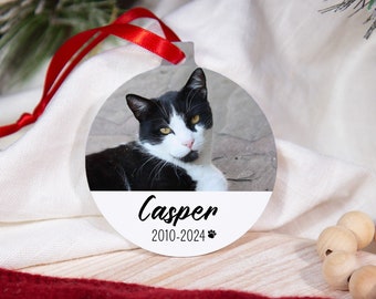 Cat Memorial Ornament, Personalized Pet Memorial Ornament, Cat Loss Gifts, Cat Photo Ornament, Cat Memorial Gift, Cat Christmas Ornament