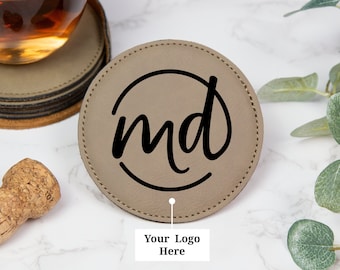 Custom Logo Coasters, Coaster Set With Holder, Business Logo Items, Client Gifts, Corporate Gifts, Employee Gifts, Gifts for Business Owners