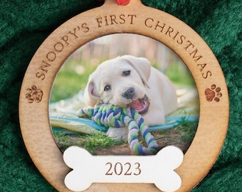 Dog First Christmas Ornament, Puppys 1st Christmas Ornament, Dog Christmas Ornament, Pet Ornament, Dog Ornament Personalized, New Puppy Gift