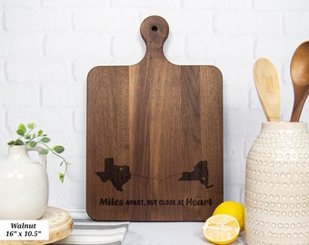 Miles Apart But Close At Heart Cutting Board, Miles Apart Gift, Long Distance Gifts For Mom, Charcuterie Board Personalized Cutting Board