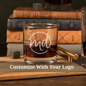 Custom Logo Whiskey Glasses, Corporate Gifts For Employees, Your Logo Here, Corporate Gifts With Logo Whiskey Glass Set, Company Logo Gifts