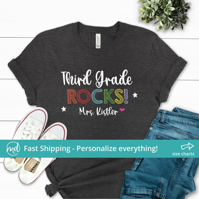 Third Grade Rocks 3rd Grade Rocks Third Grade Teacher Etsy