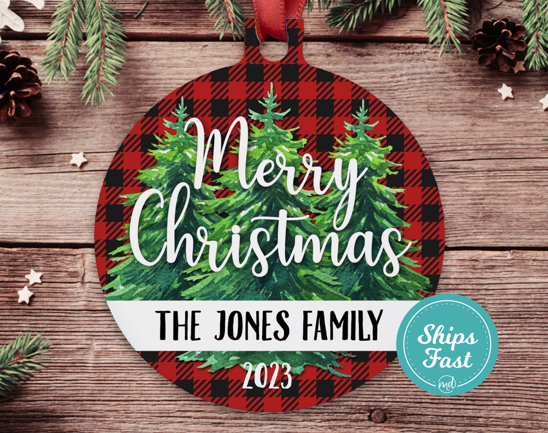 Merry Christmas Ornament 2024 Family Ornament Personalized, Buffalo