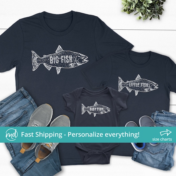 Big Fish Little Fish Shirts, Matching Shirts for Dad and Baby, Dad and Kids Matching  Fishing Shirts, Shirts for Dad and Son 