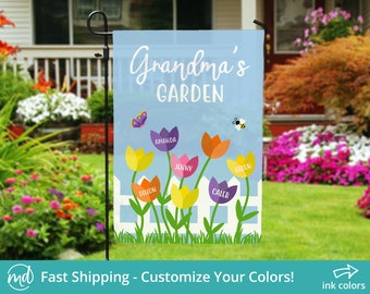 Grandmas Garden Flag, Grandma Gift Personalized Garden Flag, Personalized Grandmas Garden Sign, Mothers Day Grandma Gift From Grandkids