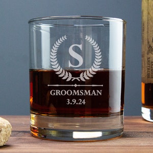 Groomsmen Whiskey Glasses, Personalized Groomsmen Gift, Custom Whiskey Glass, Engraved Groomsmen Glass, Bridal Party Gifts For Groomsman