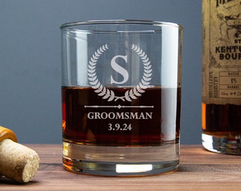 Groomsmen Whiskey Glasses, Personalized Groomsmen Gift, Custom Whiskey Glass, Engraved Groomsmen Glass, Bridal Party Gifts For Groomsman