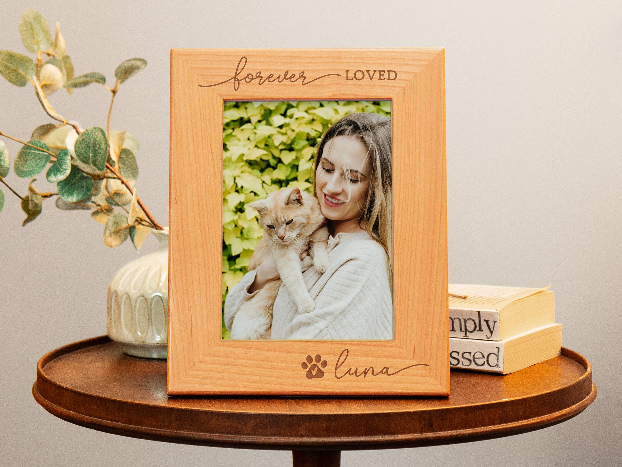 You Had Me At Meow Cat Picture Frame - Engraved Leather Look, 5x7 Vertical