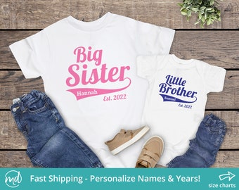 Big Sister Little Brother Matching Outfits, Silbing Shirts, Promoted to Big Sister, Coordinating Sibling