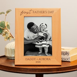 First Fathers Day Picture Frame, Wood Photo Frame, First Time Dad Gift, Dad Picture Frame, New Dad Gift Personalized Fathers Day Gift image 4