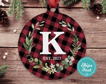 Family Initial Ornament, Established Ornament, Established Wedding Gift, Married Ornament 2024, Initial Christmas Ornament Family ORN-083