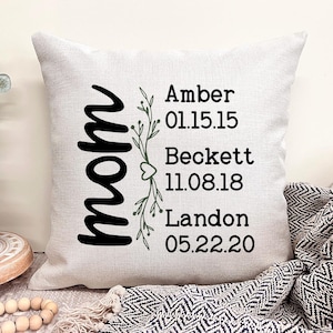 Mom Pillow Cover, Mothers Day Pillow, Family Names Pillow, Mom Gifts With Kids Names, Custom Pillow Personalized Gift For Mom Throw Pillow