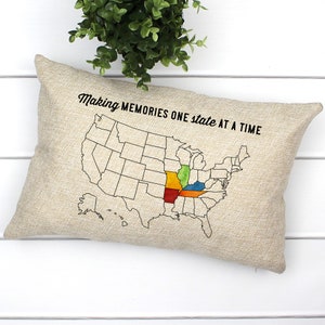 Color In US Travel Map Pillow, Travel Adventure Map, US Map Travel Tracker, Road Trip Map, Family Vacation Tracker, States Visited Map image 4