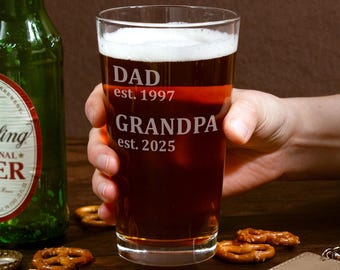 Grandpa Beer Glass, Custom Pint Glasses, Grandpa Announcement Gift, Custom Stein, Personalized Beer Mug, Grandpa Est 2026, New Grandpa Gift