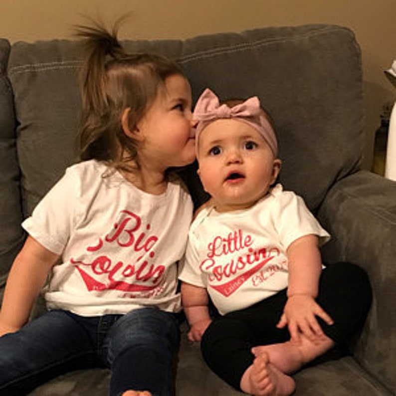 Matching Cousin Shirts, Big Cousin Little Cousin Outfits, Personalized Set of Two, Coordinating Cousin Outfits, Cousin Gift image 2