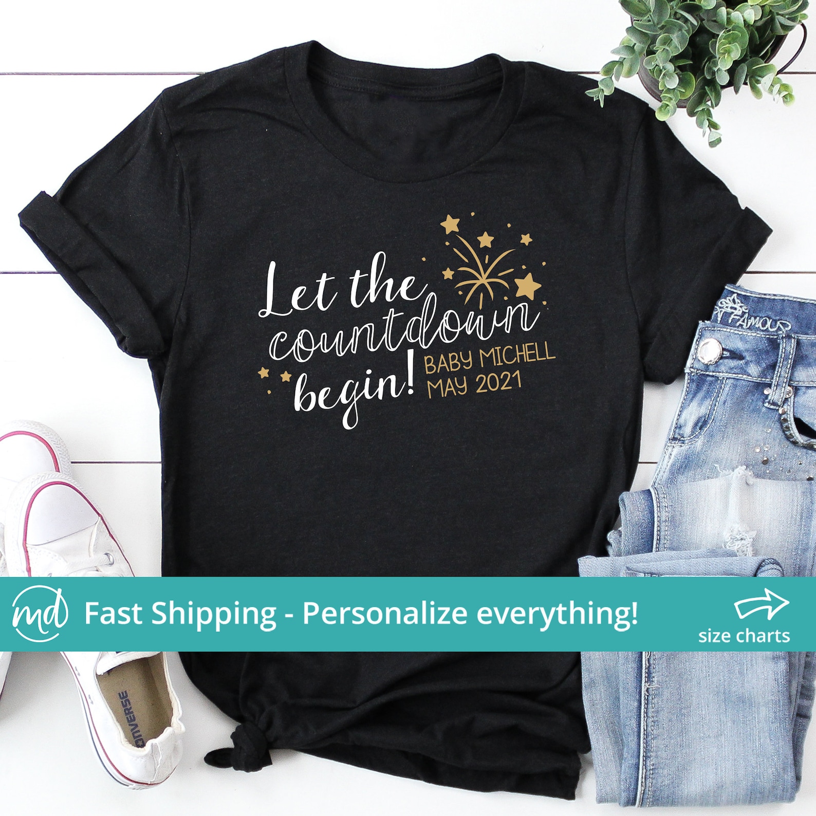 let the countdown begin pregnancy announcement shirt