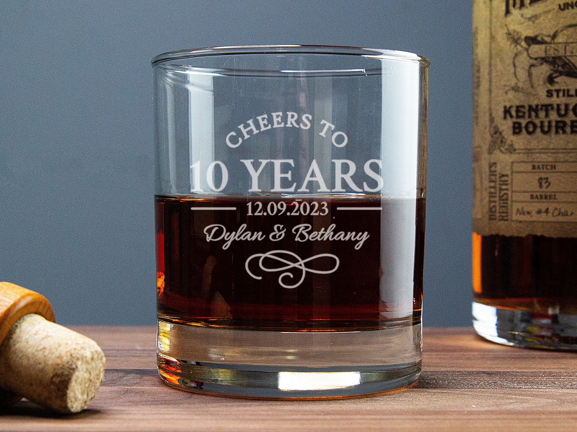 Anniversary Whiskey Glasses Personalized, Cheers to 10 Years, 10th Anniversary Gift For Husband, Anniversary Glass, Custom Whiskey Glasses