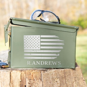 Custom Ammo Can, American Flag Gifts, Engraved Ammo Box, Patriotic Gifts For Men, Personalized Gifts For Him, Fathers Day Gift For Grandpa