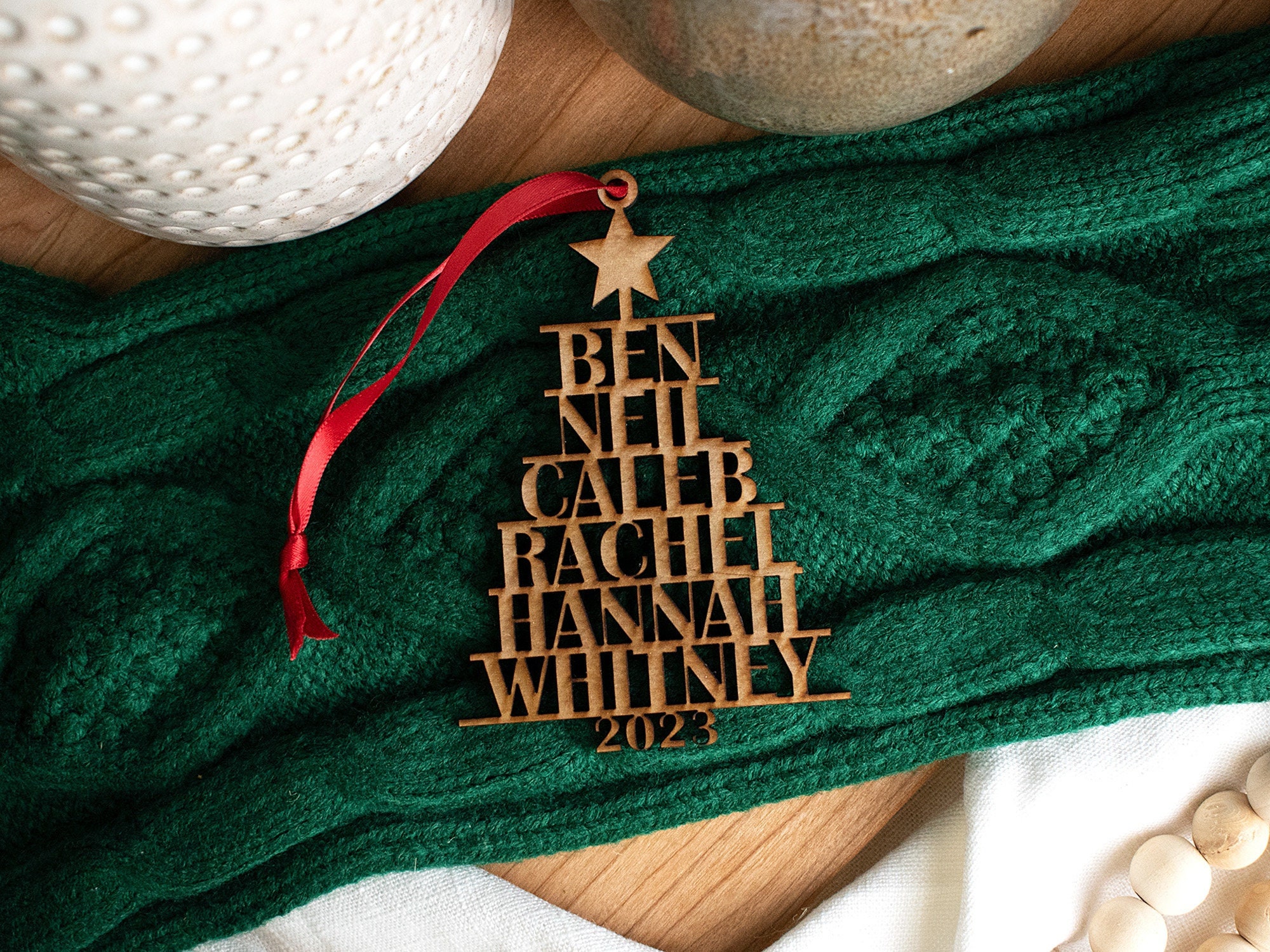 Personalized Family Ornament, Christmas Tree Ornament With Names, Wood Family Christmas Ornament 2025, Custom Ornament Christmas Decor