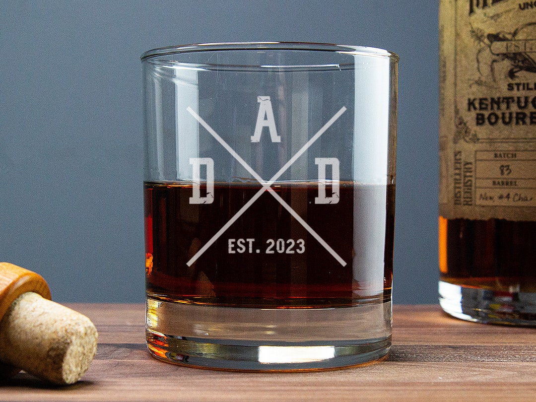 Proud Papa Of A Few Kids - Family Personalized Custom Whiskey Glass - Gift For Dad, Grandpa