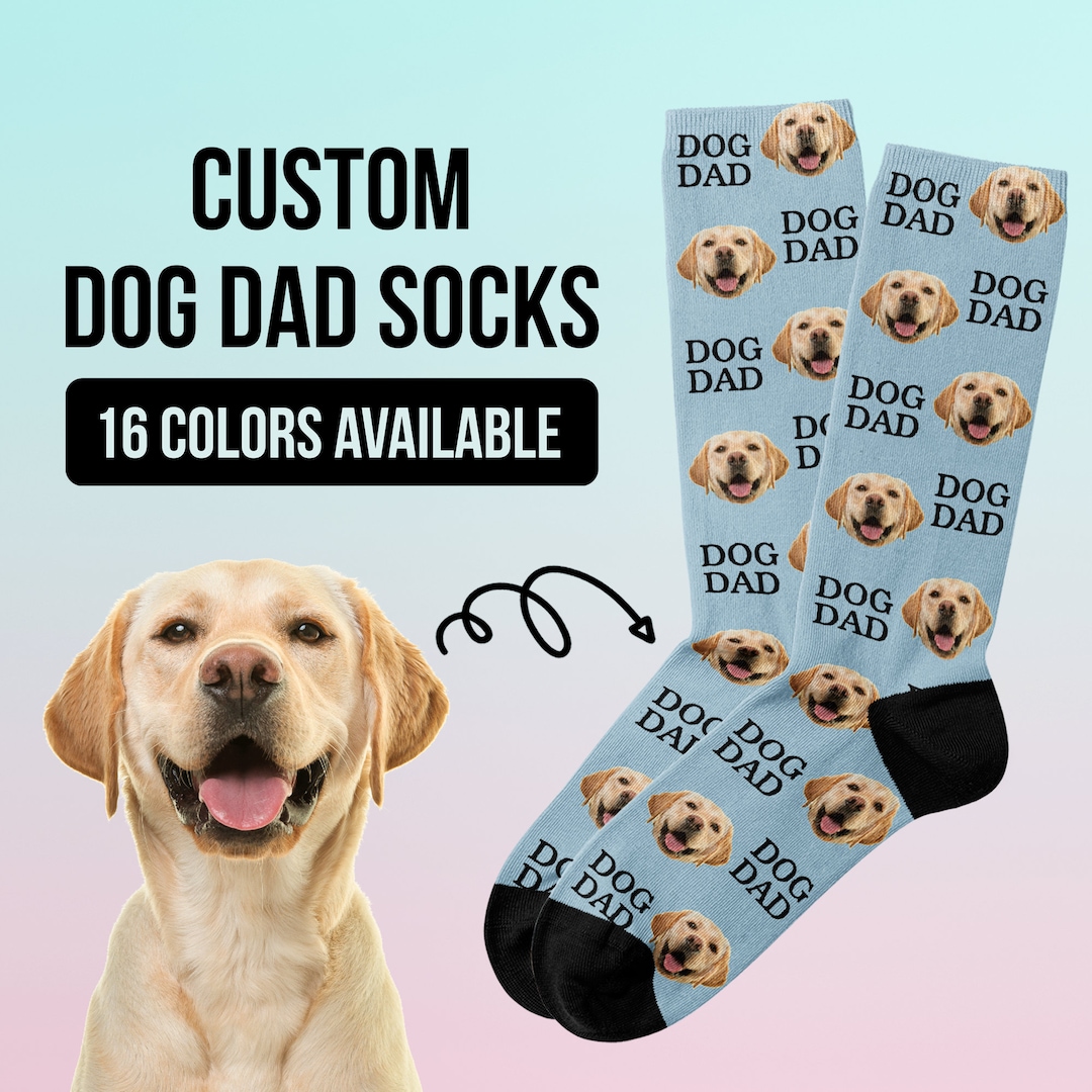 Personalized Dog Dad Socks, Dog Dad Fathers Day Gift, Custom Dog Socks