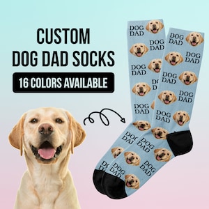 Dog Dad Socks, Custom Dog Socks For Men, Dog Dad Fathers Day Gift, Pet Socks, Dog Face Socks Personalized Gifts, Dog Lover Gift For Men