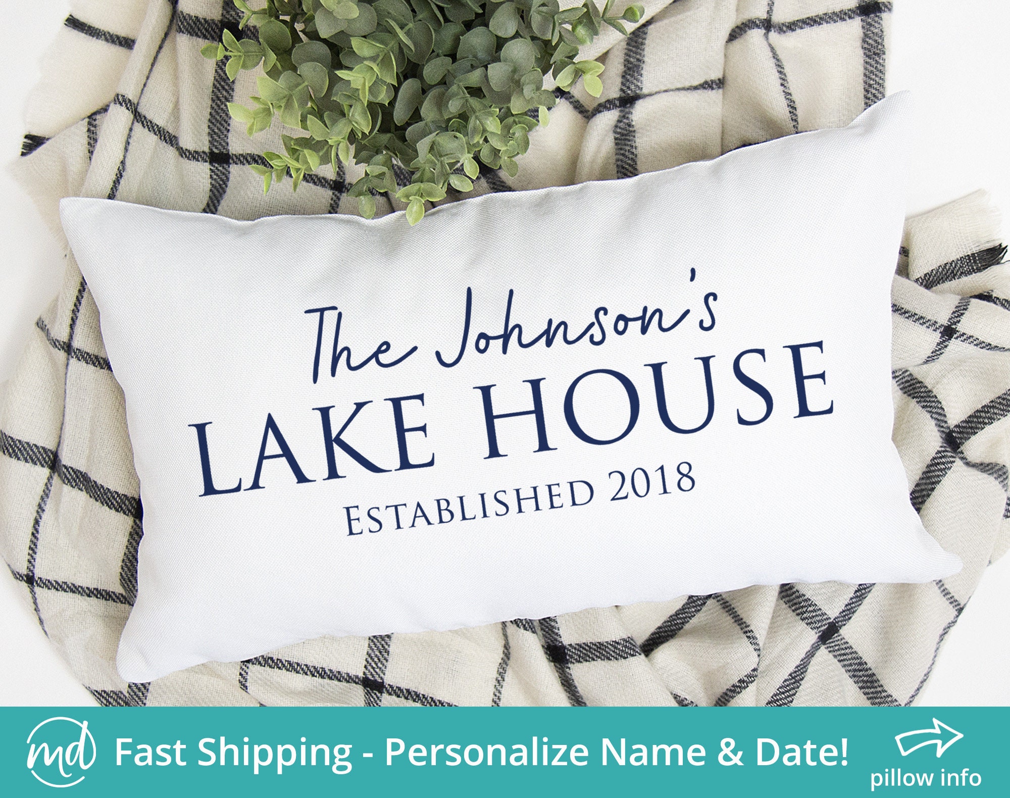 Personalized Lake House Pillow Lake House Decor Pillows Family