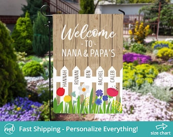 Welcome To Nana And Papas House Garden Flag, Mothers Day Gift Nana Garden Flag, Nana And Papa Gift From Grandkids, Welcome To Nanas House