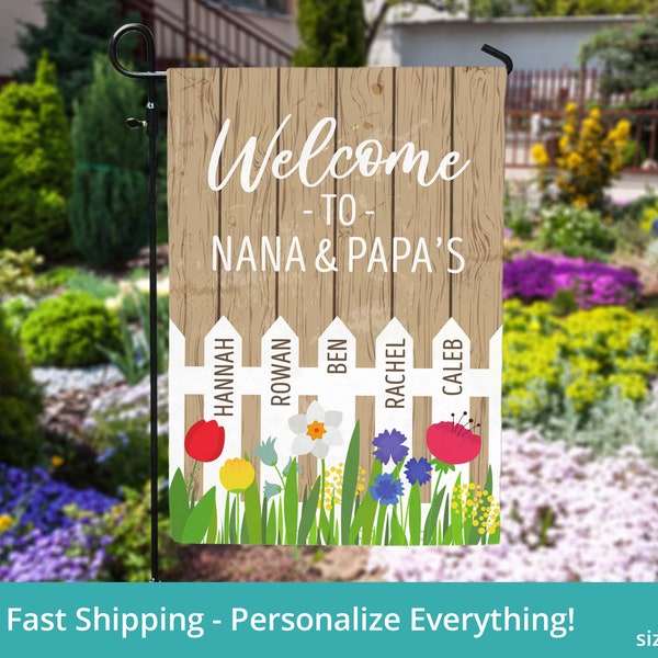 Welcome To Nana And Papas House Garden Flag, Mothers Day Gift Nana Garden Flag, Nana And Papa Gift From Grandkids, Welcome To Nanas House