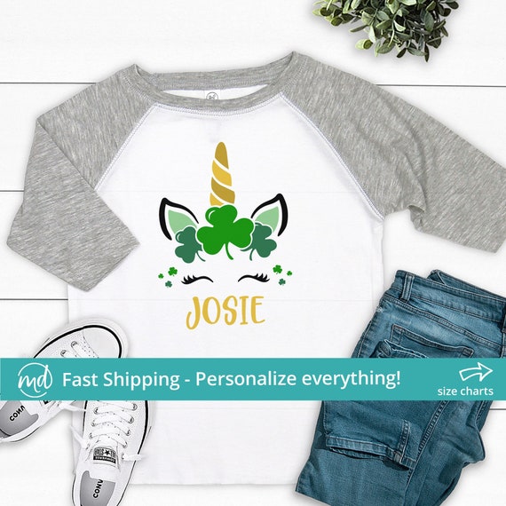St Patricks Day Unicorn Shirt Girls 
