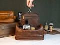 Personalized Travel Bag For Men, Dopp Kits Personalized, Faux Leather Hanging Toiletry Bag, Custom Gift For Men, Groomsmen Dopp Kit For Him