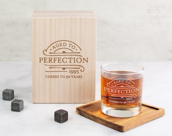 Verres à whisky d'anniversaire gravés, cadeau du 30e anniversaire, bravo à 40 ans, verres à whisky personnalisés, cadeaux bourbon pour homme cadeau d'anniversaire