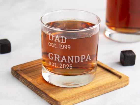 Grandpa Whiskey Glass, Grandpa Pregnancy Announcement Gift, New Grandpa Gift Ideas, Custom Whiskey Glass, Grandpa Est 2026, Dad Grandpa Gift